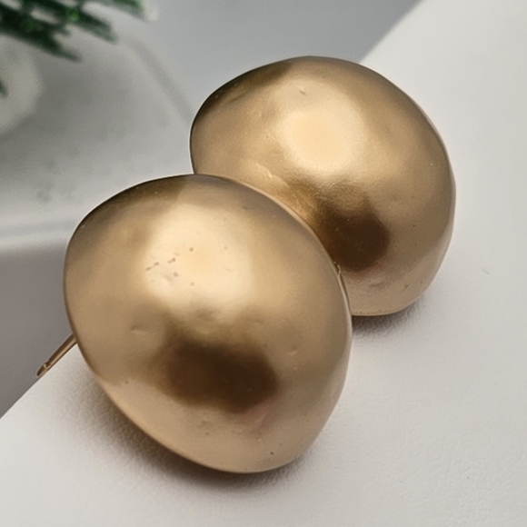 Vintage Carolee Gold Tone Button Dome Stud Earrings 80s 90s w/14K Posts - Picture 5 of 9